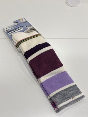 Smartwool Women's Large Snowboard OTC Socks Targeted Cushion White Purple NWT